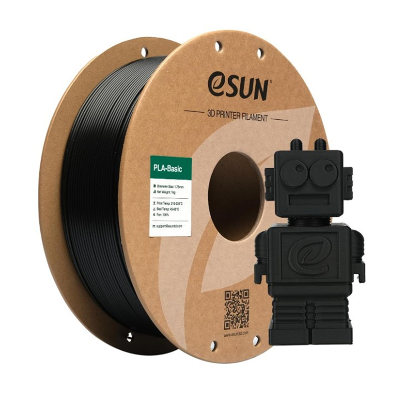 Нитка ( пластик ) eSUN PLA Basic 1,75 мм для 3D принтера Filament, 1 кг, чорна