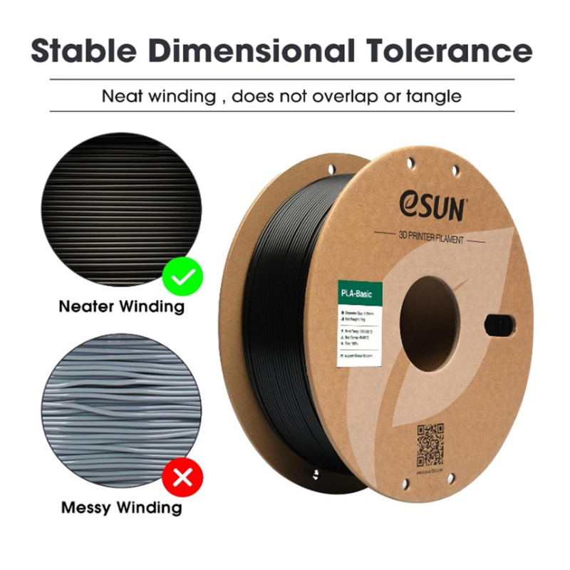 Нить (пластик) eSUN PLA Basic 1,75 мм для 3D принтера Filament, 1 кг, черная