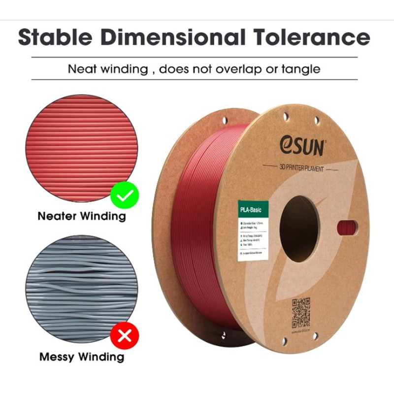 Нитка ( пластик ) eSUN PLA Basic 1,75 мм для 3D принтера Filament, 1 кг, червона