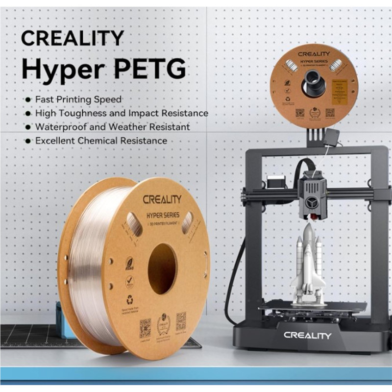 Нитка ( пластик ) Creality PETG Hyper Filament, 1,75 мм, 1 кг, чорний