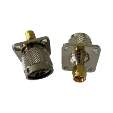 ВЧ коаксіальний перехідник N Male папа – SMA Male папа, фланцевий