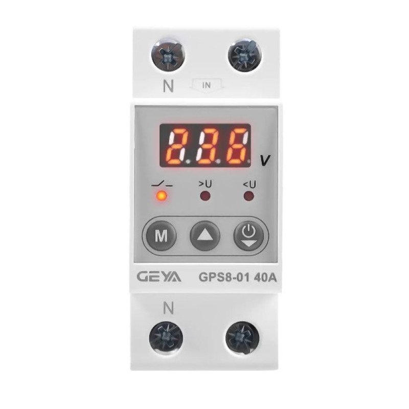 Реле напряжения GEYA GPS8-01 40А 220В на DIN-рейку