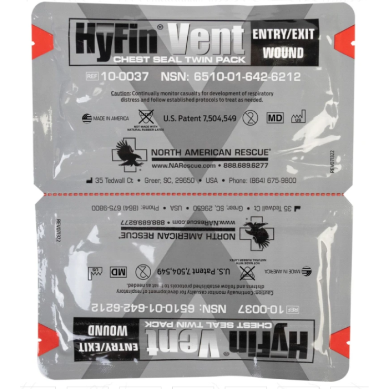 Окклюзионная повязка NAR HyFin Vent Chest Seal, двойной пакет
