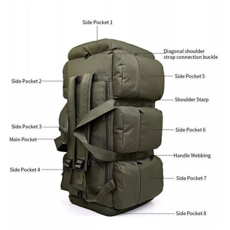 Велика тактична сумка рюкзак баул BT1-90 олива