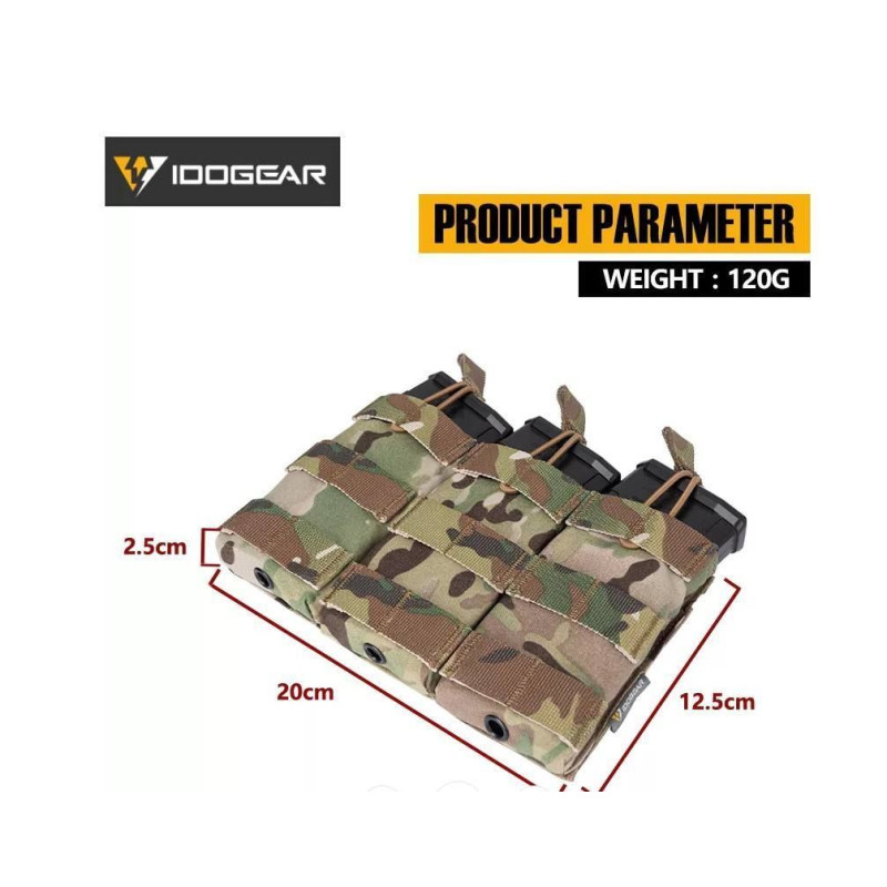 Тройной подсумок IDOGEAR Triple Mag Pouch 5.56mm MOLLE, Multiсam, Nylon 3547