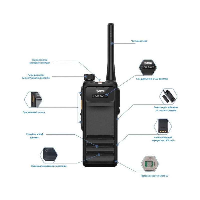 Hytera HP705 VHF — Рація портативна цифрова 136-174 МГц 5 Вт 1024 канали