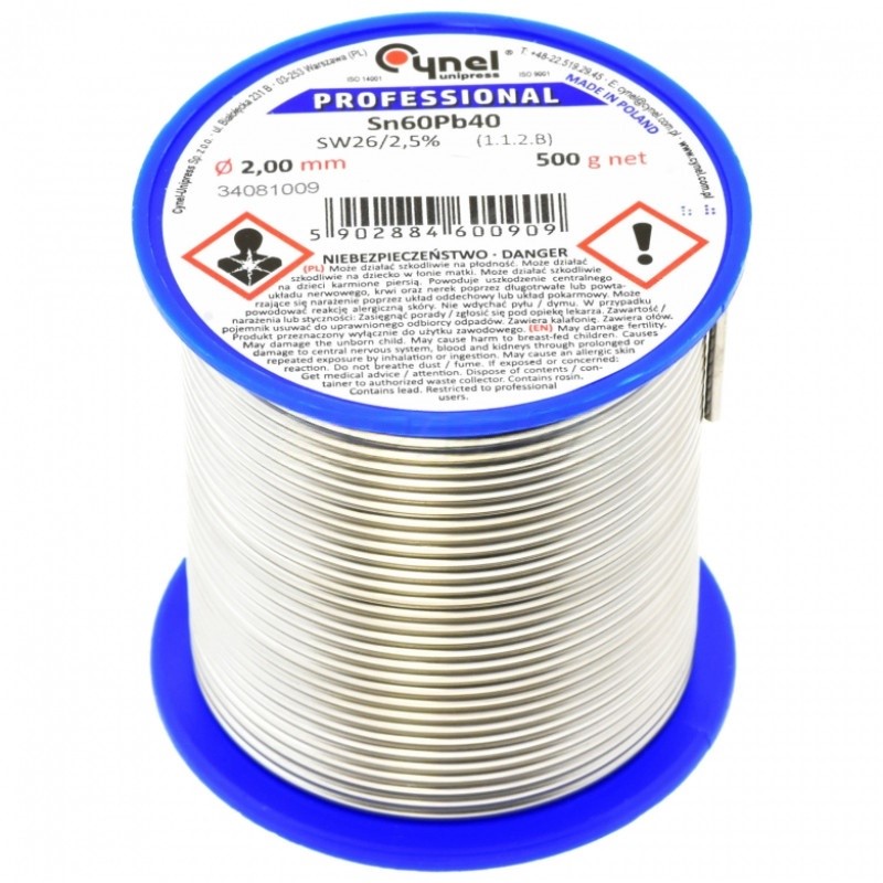 Припій LC60-2.00/0.5 (олов'яно-свинцевий сплав, solder wire) для ручної та монтажної пайки електроніки