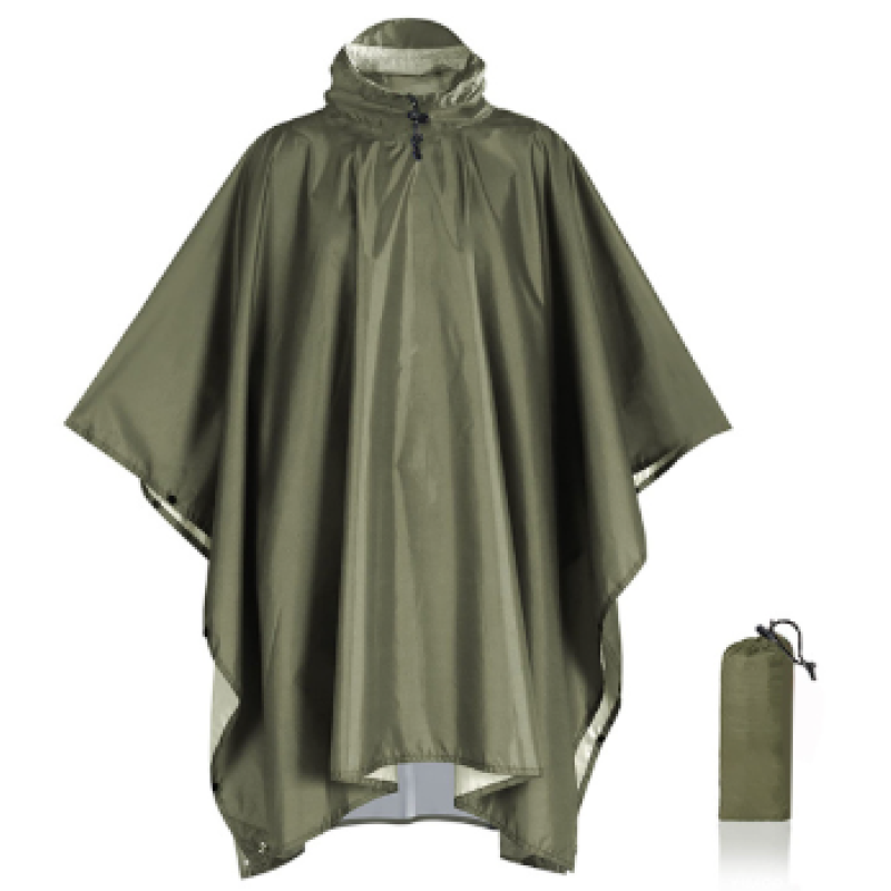 Тактичний дощовик пончо, Зелений / Плащ-намет водонепроникний / Накидка-плащ від дощу