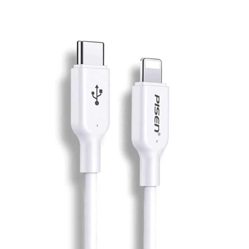 Кабель для швидкої зарядки Pisen Lightning — USB-C PD, 0.25 метр