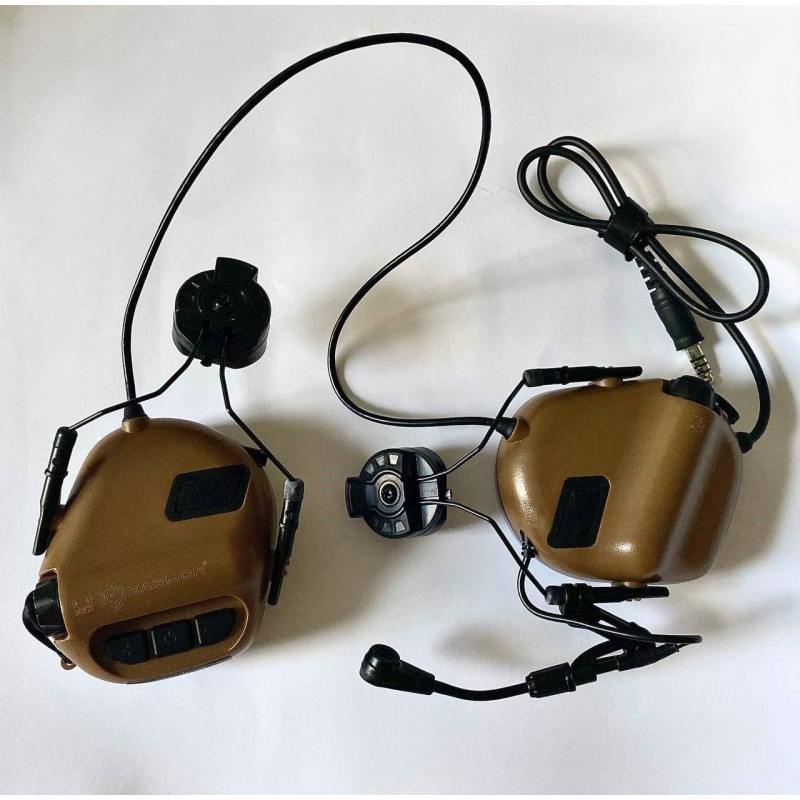 Активні навушники EARMOR M32H MOD3 тактичні (бойові) Coyote Brown Пісчані