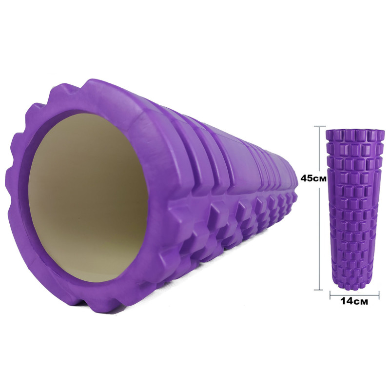 Ролик массажный EasyFit Grid Roller 45 см v.2.1 Фиолетовый S53-1187