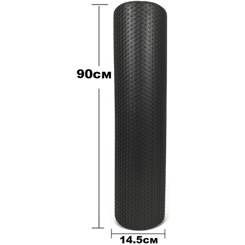Ролик масажний EasyFit Foam Roller 90 см Чорний S53-1214