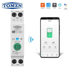 Умный Wi-Fi автоматический выключатель, защитное реле TOMZN TOB9-VAP 63А с мониторингом напряжения и силы тока