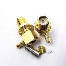 Роз'єм RP-SMA-Female на кабель RG174 під обтиск кутовий Роз'єм RP-SMA-Female на кабель RG174 під обтиск кутовий