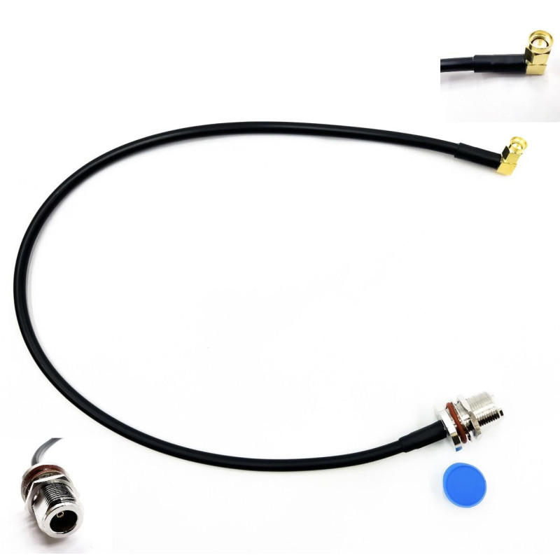 Пигтейл SMA-Male 90° - N-Type-F ВЧ кабель переходник RG223 50 см