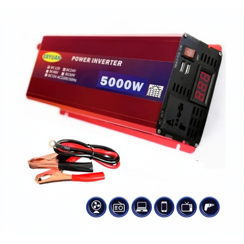 Преобразователь напряжения 12V-220V 5000W Eryuan Инвертор с LCD-экраном для дома и авто