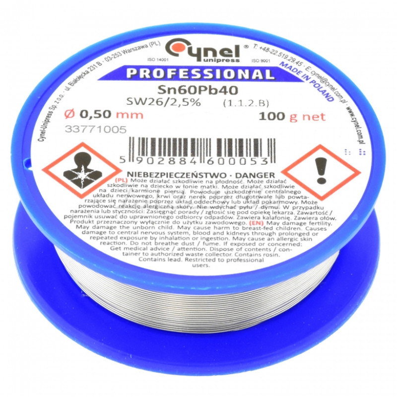 Припой LC60-0.50/0.1 (Sn60Pb40-SW26) для ремонта, сборки и обслуживания электроники