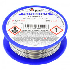 Припой LC60-1.00/0.1 (Sn60Pb40-SW26) (оловянно‑свинцовый сплав) для ручной и монтажной пайки электроники