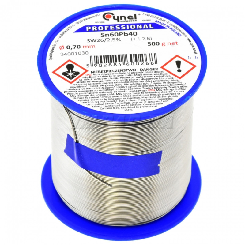 Припій LC60-0.70/0.5 (Sn60Pb40-SW26) для ремонту, складання та обслуговування електроніки
