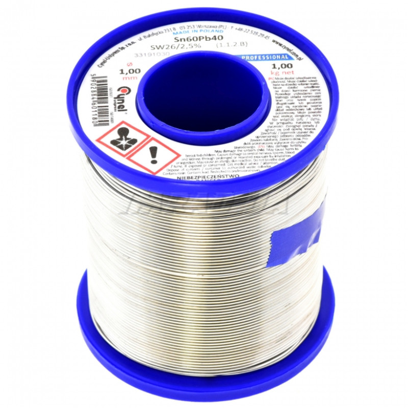 Припій LC60-1.00/1.0 (Sn60Pb40-SW26) (олов'яно-свинцевий сплав, solder wire) для ручної та монтажної пайки електроніки