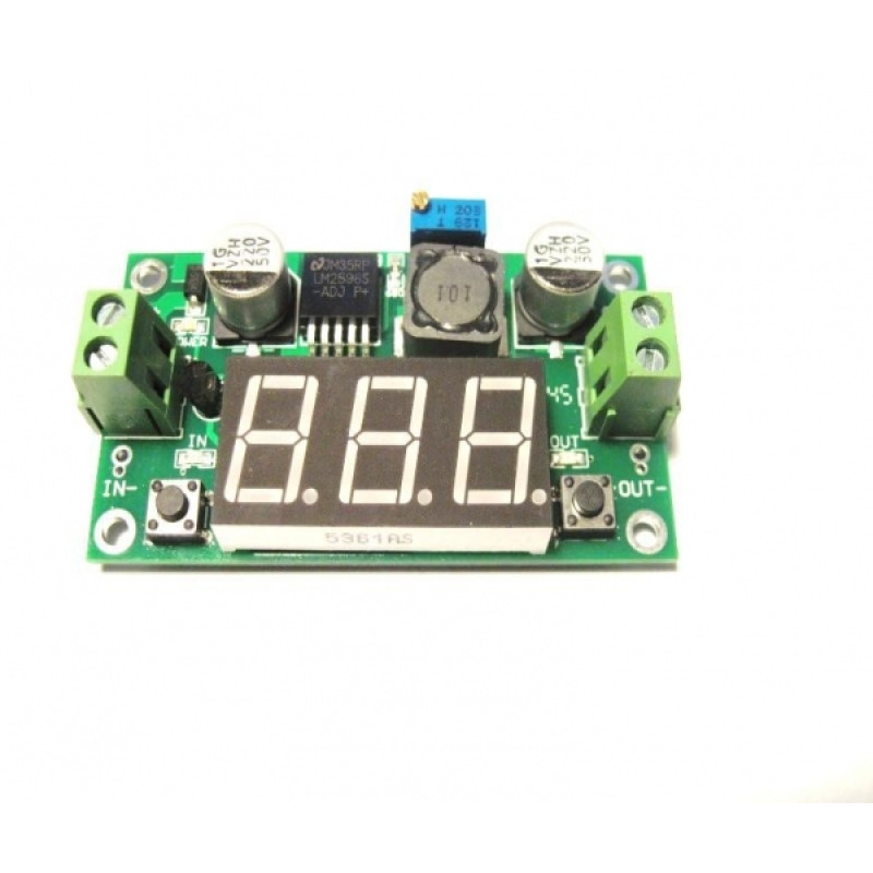 Понижуючий DC-DC перетворювач LM2596S із вбудованим вольтметром для ремонту, складання та обслуговування електронних п
