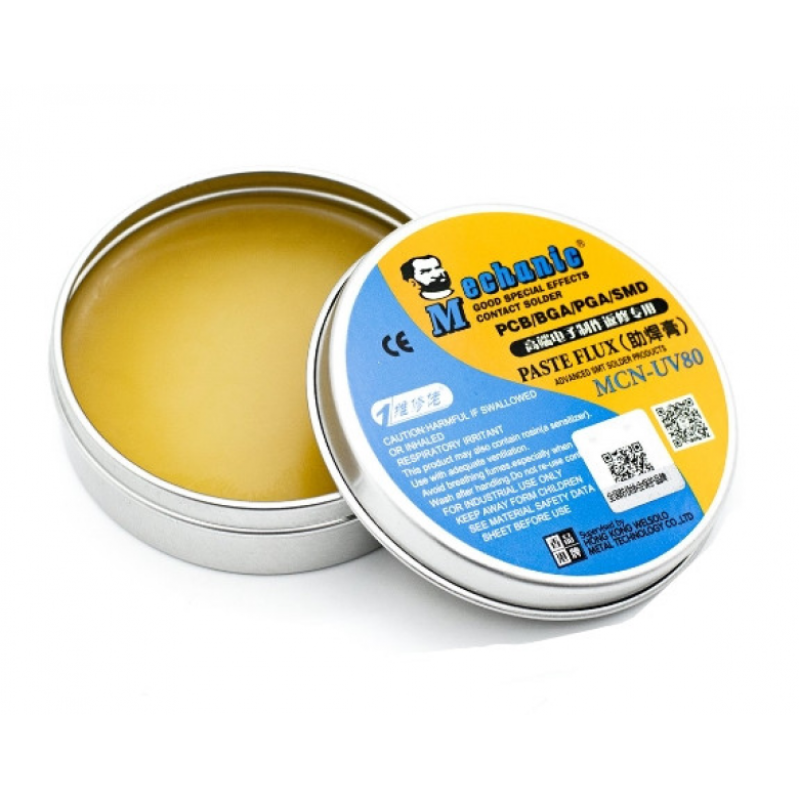 Паяльний флюс Паяльна флюс-паста MCN-UV80 безгалогена, 60гр. (каніфоль, флюс-паста) для монтажної та ручної пайки електроніки