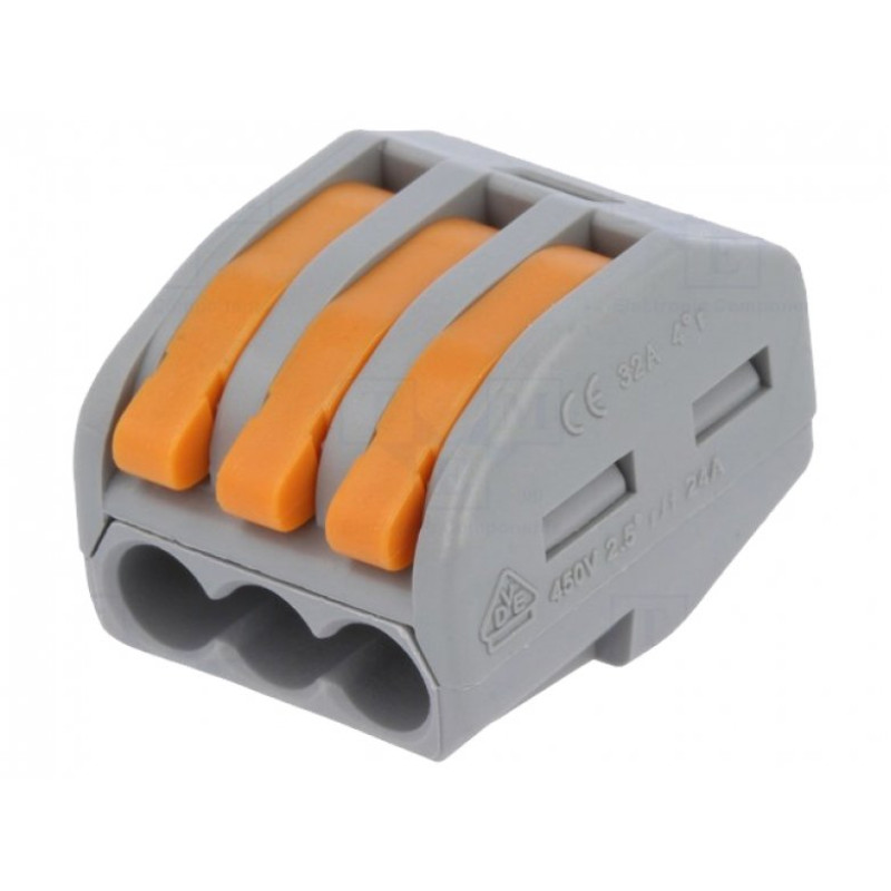 Клемник гвинтовий DG223-4.61-03P-11 (клемна колодка, terminal block) для підключення та фіксації проводів