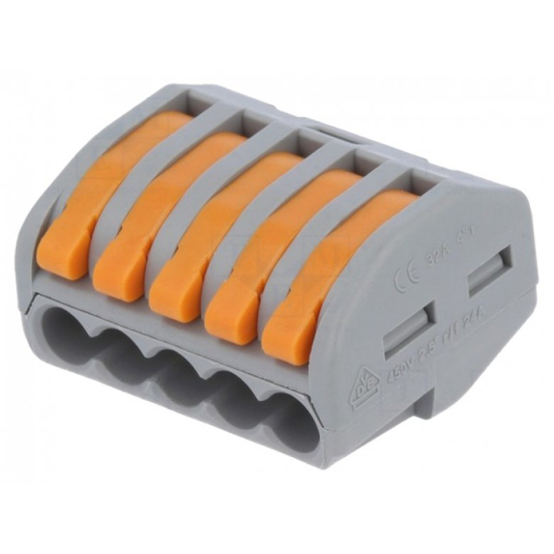 Клемник гвинтовий DG223-4.61-05P-11 (клемна колодка, terminal block) для підключення та фіксації проводів