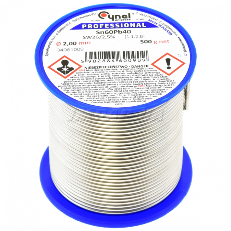 Припій LC60-2.00/0.5 (олов'яно-свинцевий сплав, solder wire) для ручної та монтажної пайки електроніки