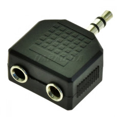 AC-012 Перехідник 3.5 мм (2 гнізда) на 3.5 мм (штекер) стерео, пластик для ремонту, складання та обслуговування електр