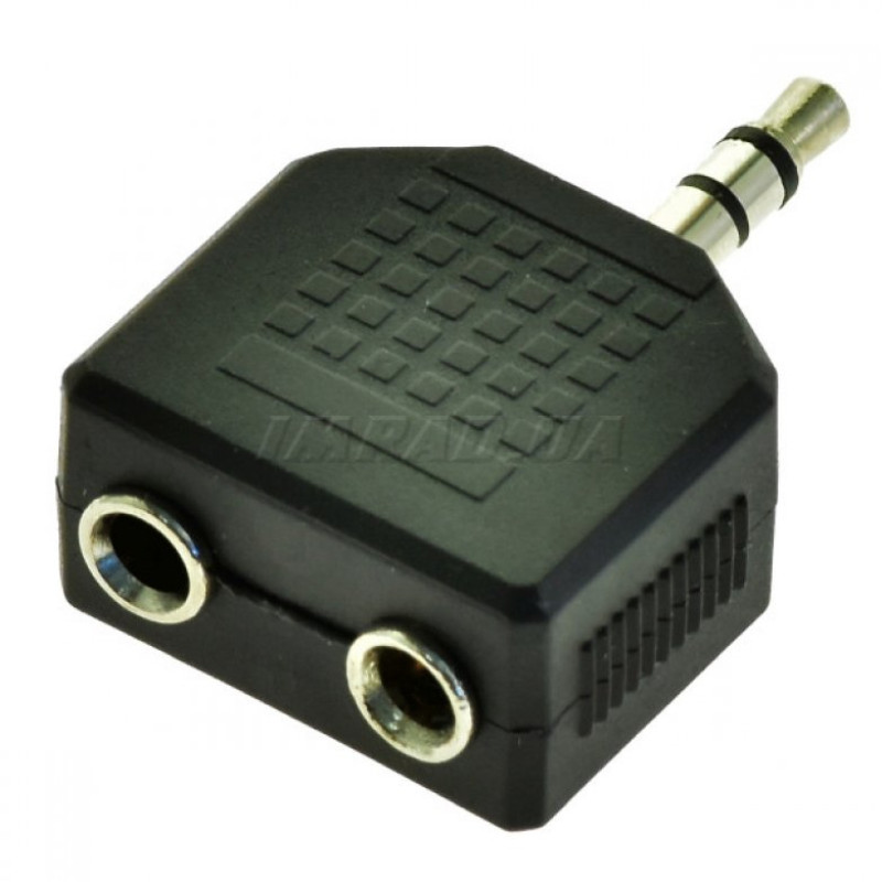 AC-012 переходник 3.5 мм (2 гнезда) на 3.5 мм (штекер) стерео, пластик для ремонта, сборки и обслуживания электр