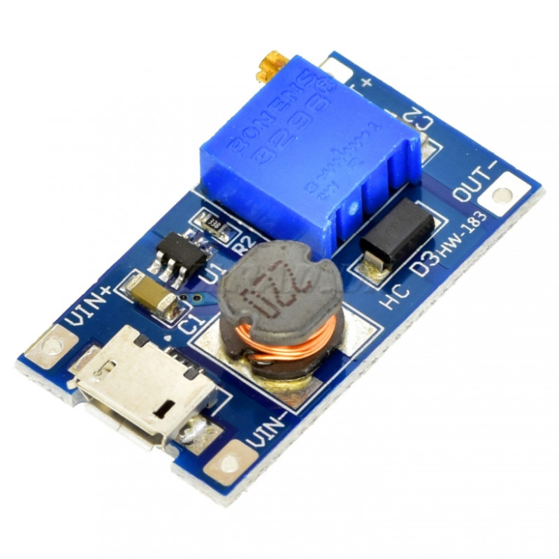 Підвищуючий DC-DC перетворювач MT3608 MicroUSB для ремонту, складання та обслуговування електронних пристроїв