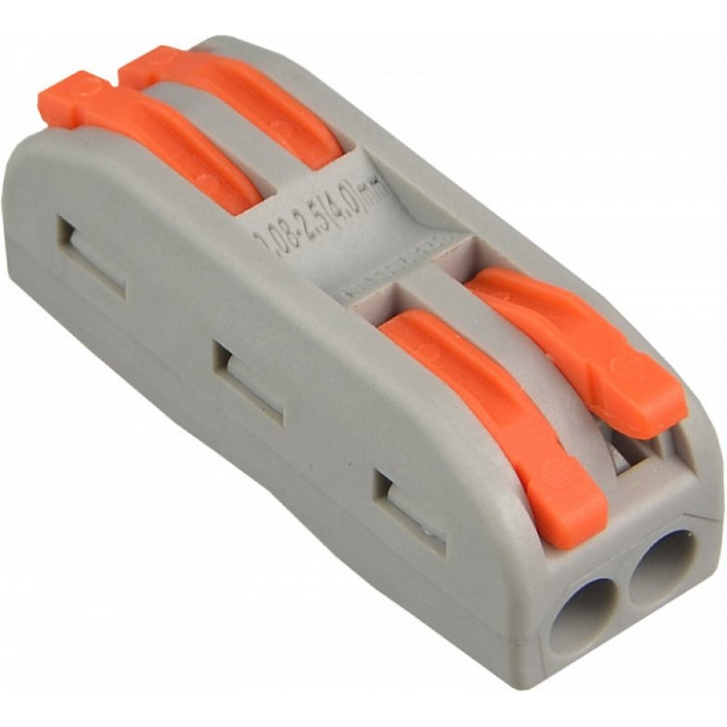 Клемник гвинтовий Клема сполучна універсальна PCT-2-2 (помаранчева) (клемна колодка, terminal block) для підключення та фіксації проводів