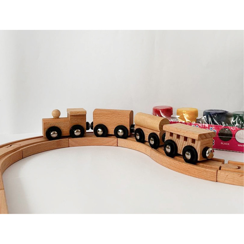 Набор деревянных рельсов для железной дороги Edwone — 22 детали.