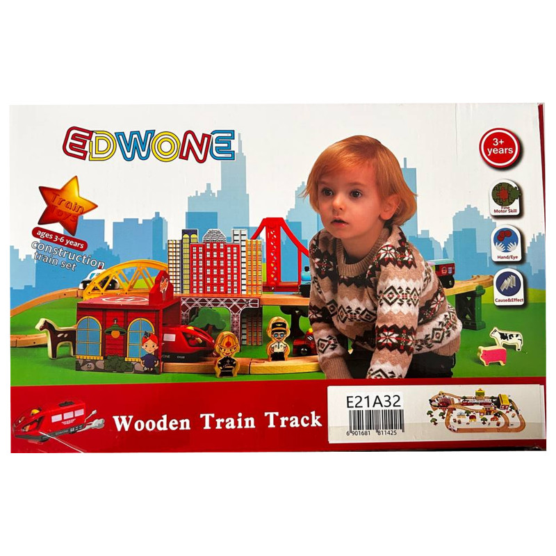 Набір дерев’яних залізничних рейок - 32 деталі