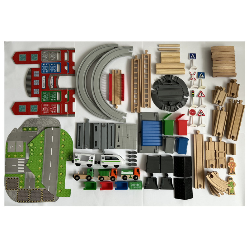 Великий набір дерев’яної залізниці — 139 деталей