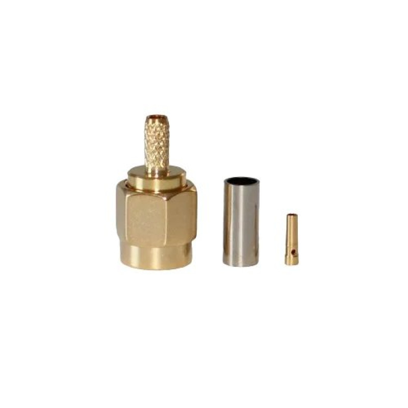 ВЧ коаксіальний роз'єм RP-SMA-C-J1.5, прямий, Male папа, під обтиск, для кабелю RG316 / RG174