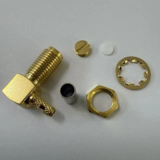 ВЧ коаксіальний роз'єм SMA-KW1.5, кутовий, Female мама, під обтиск, для кабелю RG316