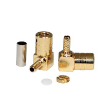 Угловой ВЧ разъём SMB Female мама SMB-C-KW1.5 под обжим для кабеля RG316, 50-1.5, 50 Ом