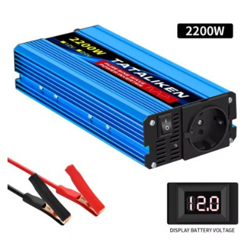 Інвертор TATALIKEN чистої синусоїди 2200 Вт, DC 12 В, AC 220 В