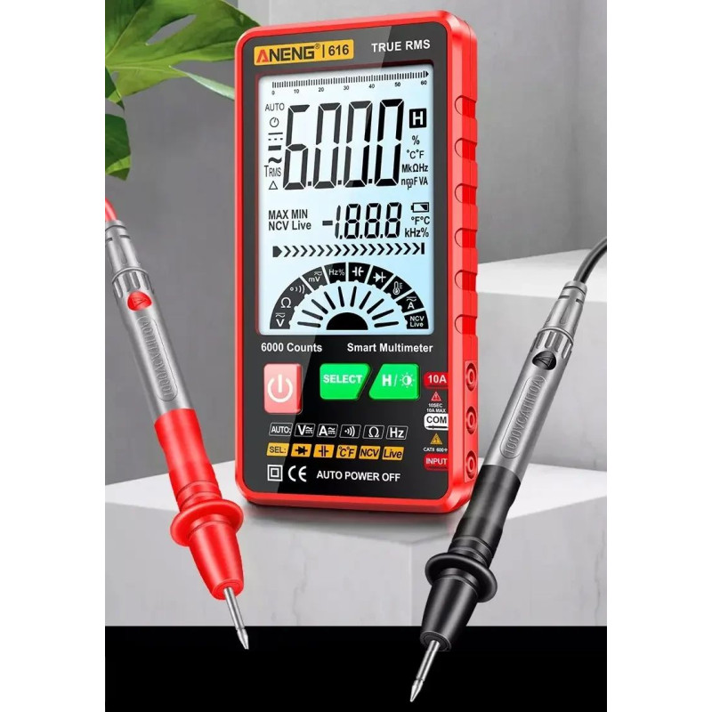 Цифровой мультиметр ANENG 616 Red с автоматическим диапазоном