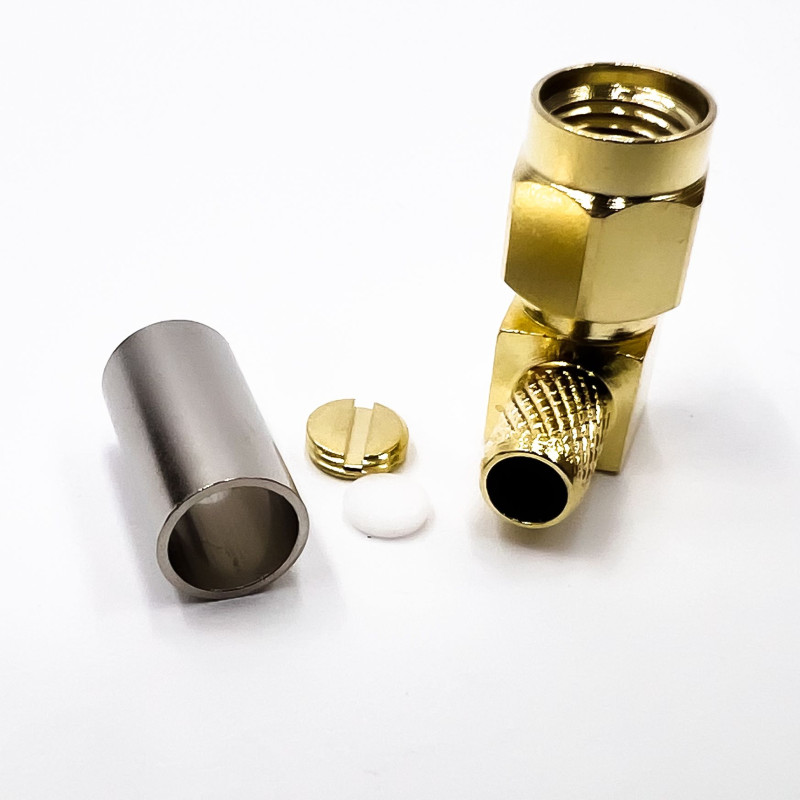 Роз'єм RP-SMA-Male на кабель RG-58 під обтиск, кутовий