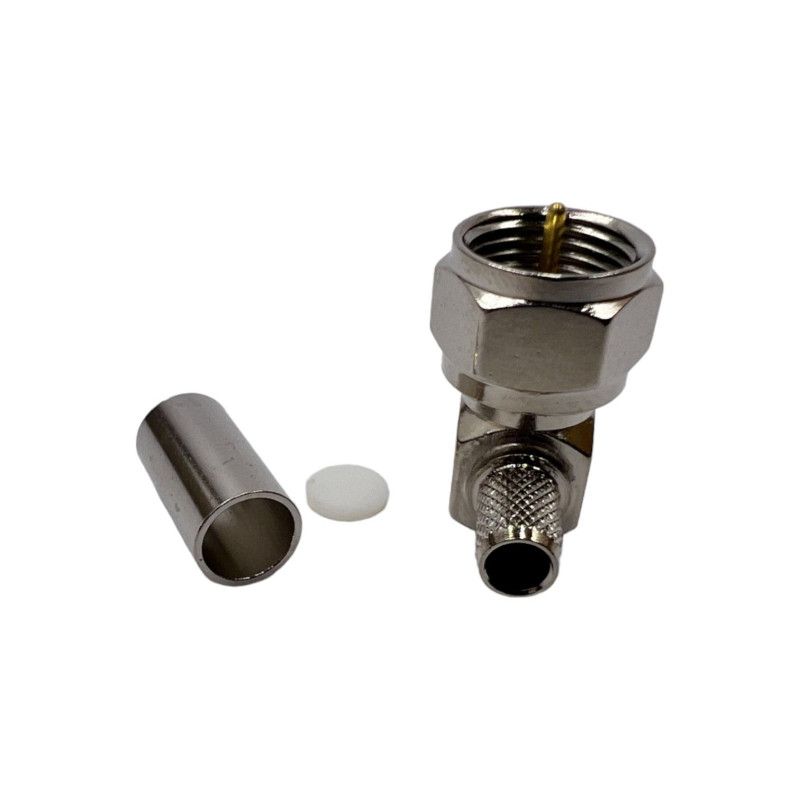 Роз'єм F-Male на кабель RG-58 під обтиск, кутовий