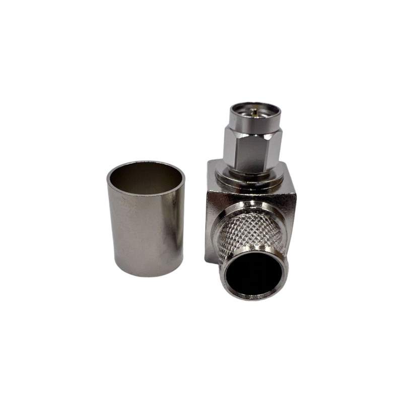 Роз'єм SMA-Male на кабель RG-8/LMR400 под обжим, кутовий