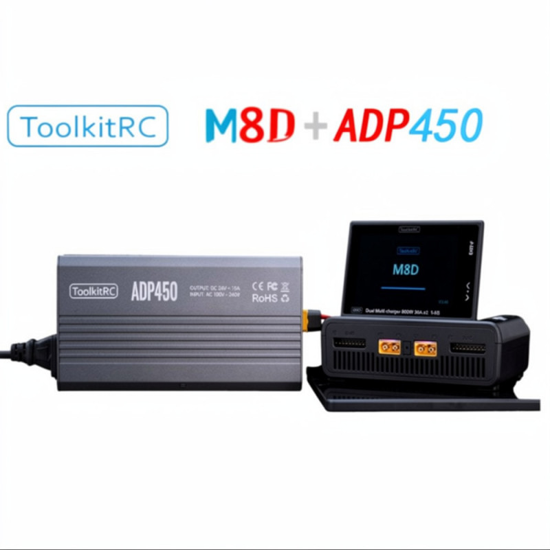 FPV SET Зарядний пристрій M8D + APD450 1-8S DC 1600W AC 450W ToolkitRC M8D + ToolkitRC ADP450