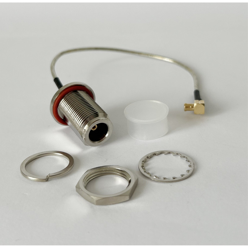 Пигтейл MCX-90 - N-Type-F ВЧ кабель переходник RG405 20 см, угловой