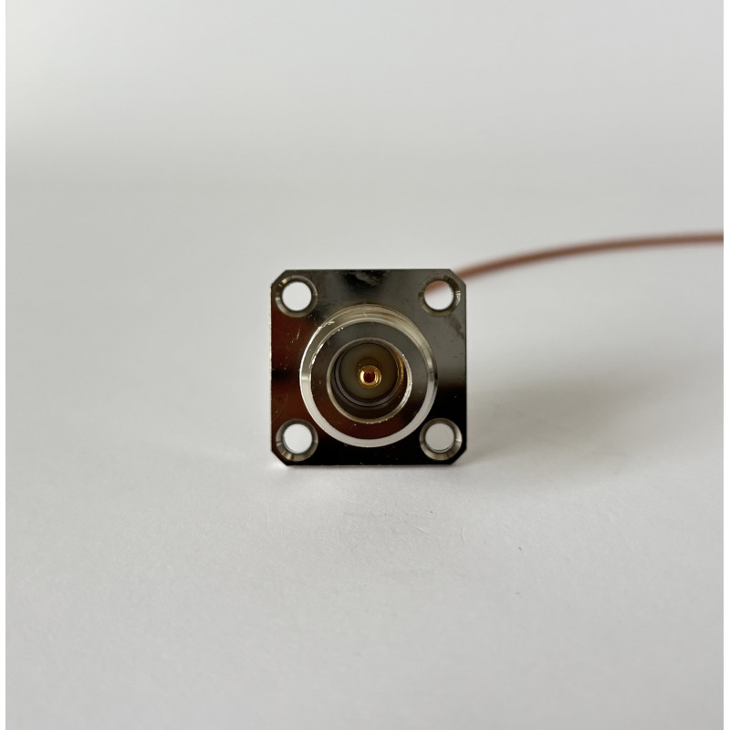 Пигтейл N-Type-Female (фланцевый) — MMCX-Male 90°, ВЧ кабель RG178, 25 см