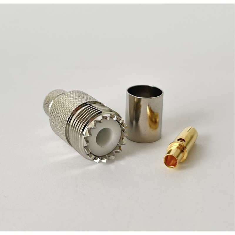 Разъем UHF-female (SO239) на кабель RG-213 под обжим