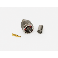Розʼєм N-Male обтискний під кабель RG5 / RG6 / 5D-FB / LMR300 (латунь, 50 Ом)