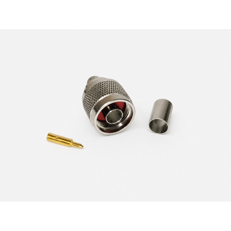 Розʼєм N-Male обтискний під кабель RG5 / RG6 / 5D-FB / LMR300 (латунь, 50 Ом)